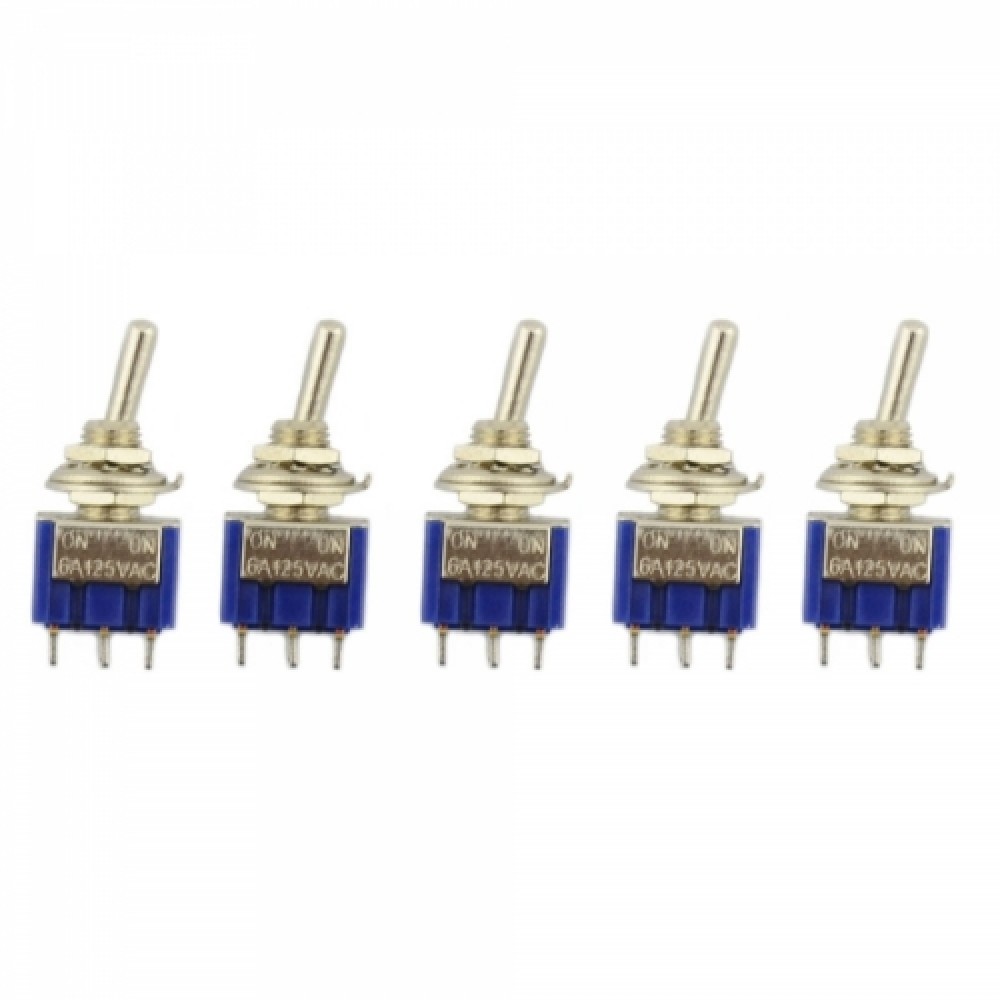 5pcs PC #038; Metal DIY 6 Pins On-on Toogle Switches Silver #038; Blue 04020036M