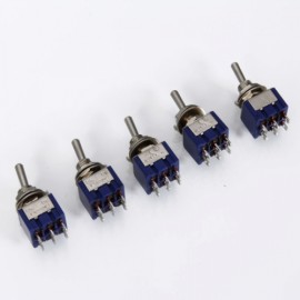 5pcs PC #038; Metal DIY 6 Pins On-on Toogle Switches Silver #038; Blue 04020036M