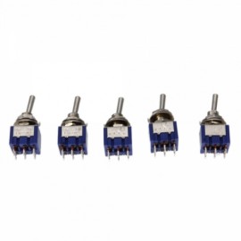 5pcs PC #038; Metal DIY 6 Pins On-on Toogle Switches Silver #038; Blue 04020036M